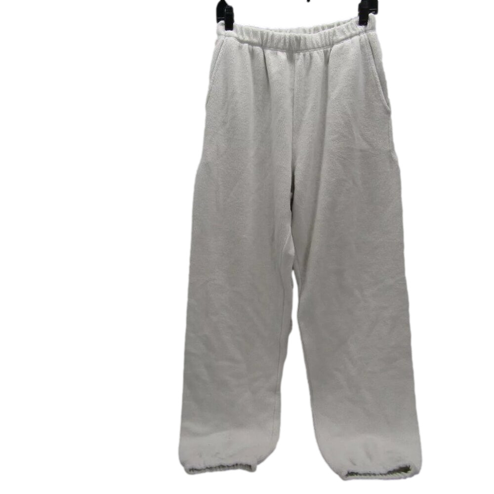 NEW LETSET Womens Soft Terry Teddy Jogger Pants Size L Cement Grey